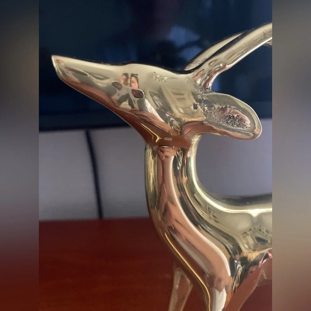 West Elm Brass Holiday Decorative Rocking Reindeer